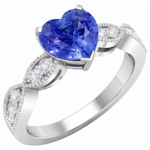 Afbeelding in Gallery-weergave laden, Diamanten jubileum hart blauwe saffier ring 3 karaat gedraaide stijl
