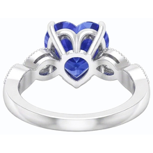 Afbeelding in Gallery-weergave laden, Diamanten jubileum hart blauwe saffier ring 3 karaat gedraaide stijl
