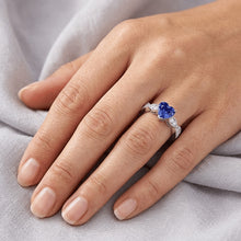 Afbeelding in Gallery-weergave laden, Diamanten jubileum hart blauwe saffier ring 3 karaat gedraaide stijl
