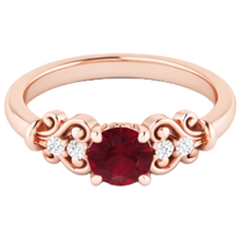 Afbeelding in Gallery-weergave laden, Diamanten ring 1.10 karaat Birma Ruby antieke stijl Rose goud 14K
