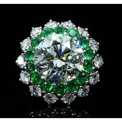 Diamanten ring 11.60 karaat vintage stijl Colombiaanse smaragd Nieuw