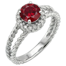 Afbeelding in Gallery-weergave laden, Diamanten ring Robijn en Natuurlijke echte diamanten ( niet in een laboratorium gekweekt ) 2 karaat witgoud 14K sieraden
