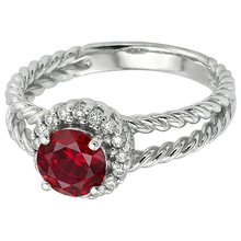 Afbeelding in Gallery-weergave laden, Diamanten ring Robijn en Natuurlijke echte diamanten ( niet in een laboratorium gekweekt ) 2 karaat witgoud 14K sieraden
