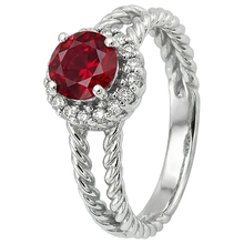 Afbeelding in Gallery-weergave laden, Diamanten ring Robijn en Natuurlijke echte diamanten ( niet in een laboratorium gekweekt ) 2 karaat witgoud 14K sieraden
