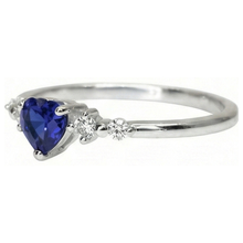 Afbeelding in Gallery-weergave laden, Diamanten ring hart blauwe saffier 5 steen 1,25 karaat gouden sieraden
