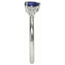 Afbeelding in Gallery-weergave laden, Diamanten ring hart blauwe saffier 5 steen 1,25 karaat gouden sieraden
