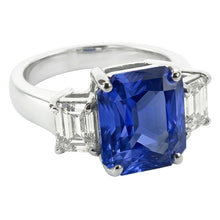 Afbeelding in Gallery-weergave laden, Diamanten ring met 3 stenen stralende saffier en smaragd in de vorm van 3,50 karaat
