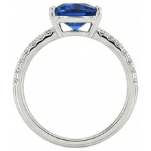 Afbeelding in Gallery-weergave laden, Diamanten ring voor dames 2 karaat blauwe saffier biljoen geslepen witgoud
