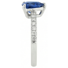 Afbeelding in Gallery-weergave laden, Diamanten ring voor dames 2 karaat blauwe saffier biljoen geslepen witgoud
