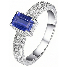 Afbeelding in Gallery-weergave laden, Diamanten ringmand in antieke stijl Emerald geslepen saffier 2,50 karaat
