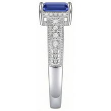 Afbeelding in Gallery-weergave laden, Diamanten ringmand in antieke stijl Emerald geslepen saffier 2,50 karaat
