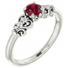 Afbeelding in Gallery-weergave laden, Diamanten ronde Ruby Fancy Ring 1.40 karaat witgoud 14K
