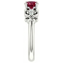 Afbeelding in Gallery-weergave laden, Diamanten ronde Ruby Fancy Ring 1.40 karaat witgoud 14K
