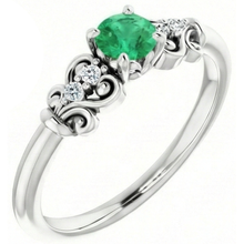 Afbeelding in Gallery-weergave laden, Diamanten ronde groene smaragd ring 1,40 karaat witgoud 14K sieraden
