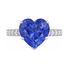 Afbeelding in Gallery-weergave laden, Diamanten saffier verlovingsring 4 karaat griffen set wit goud 14K

