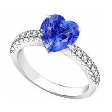 Afbeelding in Gallery-weergave laden, Diamanten saffier verlovingsring 4 karaat griffen set wit goud 14K
