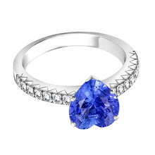 Afbeelding in Gallery-weergave laden, Diamanten saffier verlovingsring 4 karaat griffen set wit goud 14K
