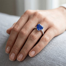 Afbeelding in Gallery-weergave laden, Diamanten saffier verlovingsring 4 karaat griffen set wit goud 14K
