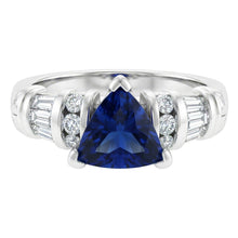 Afbeelding in Gallery-weergave laden, Diamanten sieraden triljoen saffier ring 2 karaat 14K witgoud
