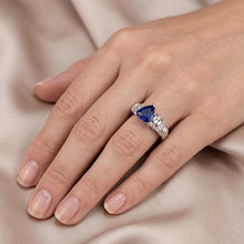 Afbeelding in Gallery-weergave laden, Diamanten sieraden triljoen saffier ring 2 karaat 14K witgoud
