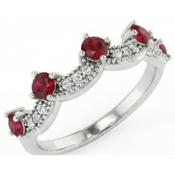 Diamanten trouwring 1.74 karaat Birma Ruby vrouwen sieraden