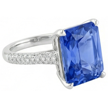 Afbeelding in Gallery-weergave laden, Diamanten verlovingsring 5 karaat stralende saffier edelsteen sieraden
