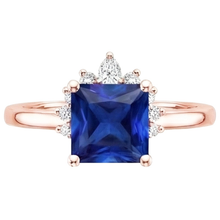 Afbeelding in Gallery-weergave laden, Natuurlijke uit de aarde gewonnen diamanten verlovingsring half halo prinses blauwe saffier 5.50 karaat
