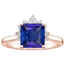 Afbeelding in Gallery-weergave laden, Natuurlijke uit de aarde gewonnen diamanten verlovingsring half halo prinses blauwe saffier 5.50 karaat
