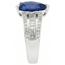 Afbeelding in Gallery-weergave laden, Diamanten verlovingsring blauwe saffier 3,50 karaat antieke stijl
