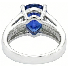 Afbeelding in Gallery-weergave laden, Diamanten verlovingsring blauwe saffier 3,50 karaat antieke stijl
