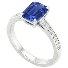 Afbeelding in Gallery-weergave laden, Diamanten verlovingsring blauwe saffier &amp; pave set Natuurlijke echte diamanten ( niet in een laboratorium gekweekt ) 3,50 karaat
