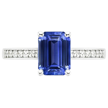 Afbeelding in Gallery-weergave laden, Diamanten verlovingsring blauwe saffier &amp; pave set Natuurlijke echte diamanten ( niet in een laboratorium gekweekt ) 3,50 karaat
