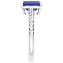 Afbeelding in Gallery-weergave laden, Diamanten verlovingsring blauwe saffier &amp; pave set Natuurlijke echte diamanten ( niet in een laboratorium gekweekt ) 3,50 karaat
