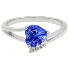 Afbeelding in Gallery-weergave laden, Diamanten verlovingsring hart lichtblauw saffier 2,25 karaat
