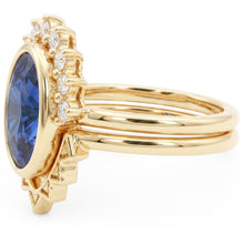 Afbeelding in Gallery-weergave laden, Diamanten verlovingsring set Bezel set blauwe saffier 3 karaat
