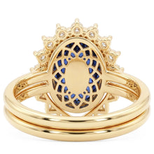 Afbeelding in Gallery-weergave laden, Diamanten verlovingsring set Bezel set blauwe saffier 3 karaat
