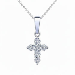 Diamanten Kruisketting, 2,00 Karaat Ronde Briljant Geslepen, 14 Karaat Witgoud