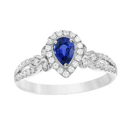 Diamanten Halo Peer Saffier Ring Gespleten Schacht Dames Sieraden