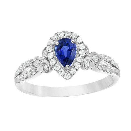 Diamanten Halo Peer Saffier Ring Gespleten Schacht Dames Sieraden
