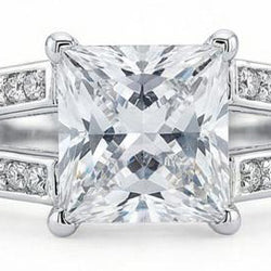 Echte Natuurlijke uit de aarde gewonnen Diamanten Jubileum Fantasie Ring 3.51 Karaat Princess Goud Wit