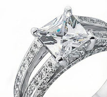 Afbeelding in Gallery-weergave laden, Echte Natuurlijke uit de aarde gewonnen Diamanten Jubileum Fantasie Ring 3.51 Karaat Princess Goud Wit
