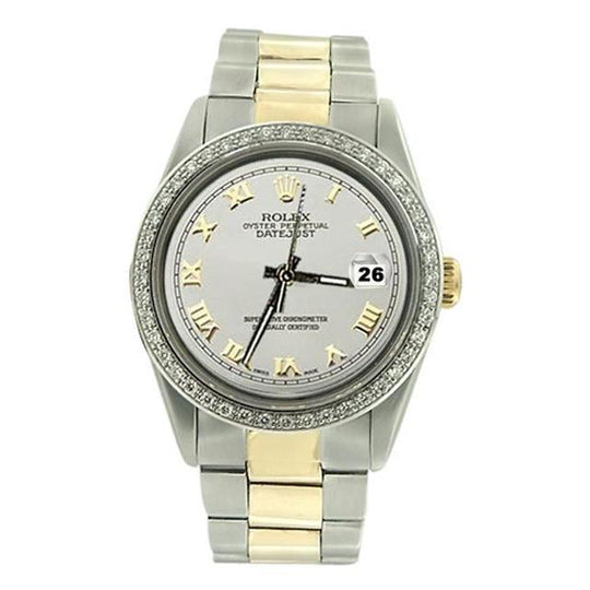 Diamanten lunette Rolex Datumjust Romeinse wijzerplaat Rolex horloge Oester SNELLE INSTELLING
