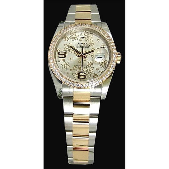 Diamanten lunette Rolex Datumjust horloge dames heren Rolex
