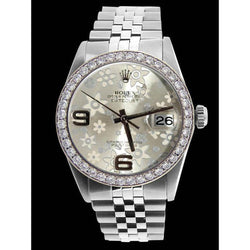 Diamanten lunette bloemen wijzerplaat Datumjust Rolex herenhorloge roestvrij staal SNELLE INSTELLING