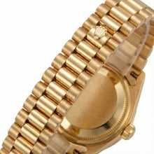 Afbeelding in Gallery-weergave laden, Diamanten rand champagne Arabisch goud presidentieel horloge Rolex Datumjust
