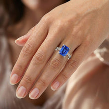 Afbeelding in Gallery-weergave laden, Diamanten verlovingsring 5 karaat stralende saffier edelsteen sieraden
