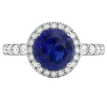 Afbeelding in Gallery-weergave laden, Diamond Halo Blue Sapphire Gemstone Ring 3.50 karaat huwelijksjuwelen
