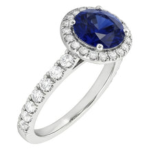 Afbeelding in Gallery-weergave laden, Diamond Halo Blue Sapphire Gemstone Ring 3.50 karaat huwelijksjuwelen
