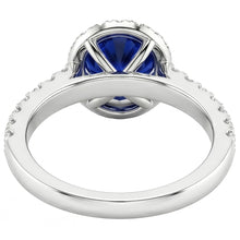 Afbeelding in Gallery-weergave laden, Diamond Halo Blue Sapphire Gemstone Ring 3.50 karaat huwelijksjuwelen
