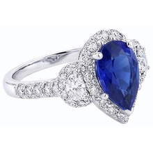 Afbeelding in Gallery-weergave laden, echte pear saffier 4.50karaat ring bovenaanzicht
